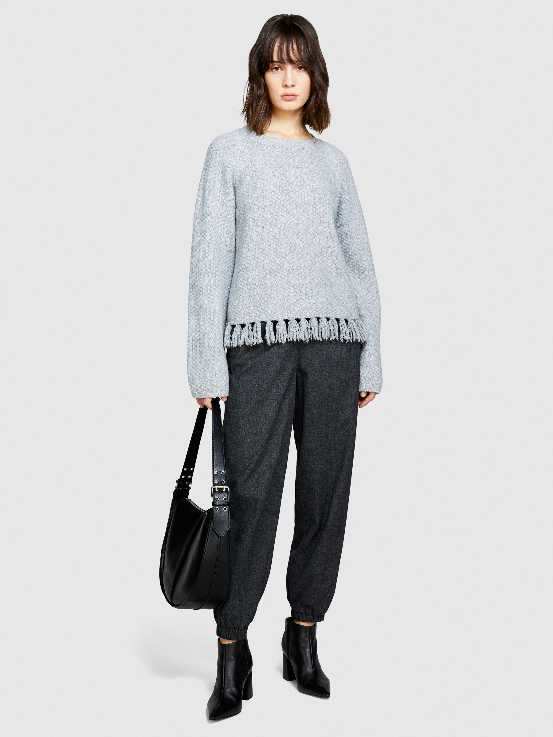 Sweater with fringe Light Gray Sisley