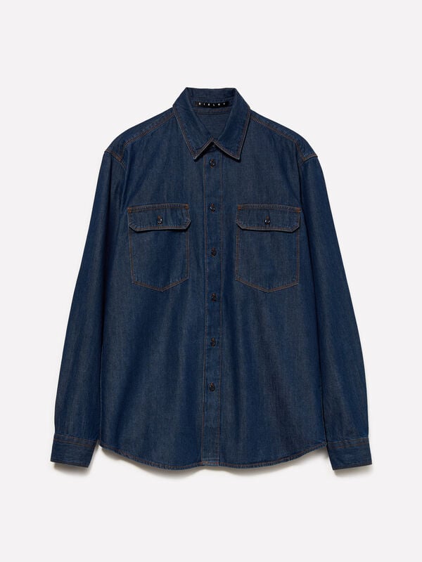 Blue denim shirt - men's regular fit shirts | Sisley
