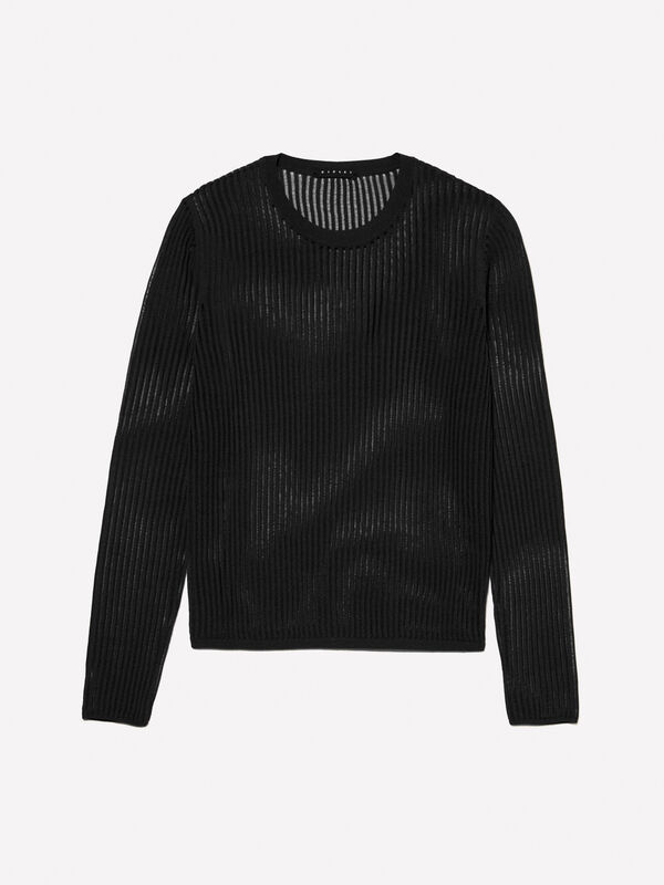 Black striped-look sweater - women's crew neck sweaters | Sisley