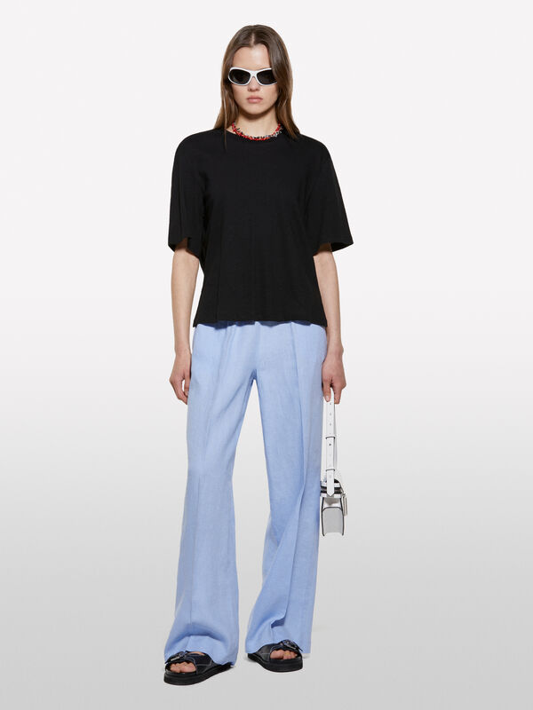 Black cropped t-shirt - women's short sleeve t-shirts | Sisley