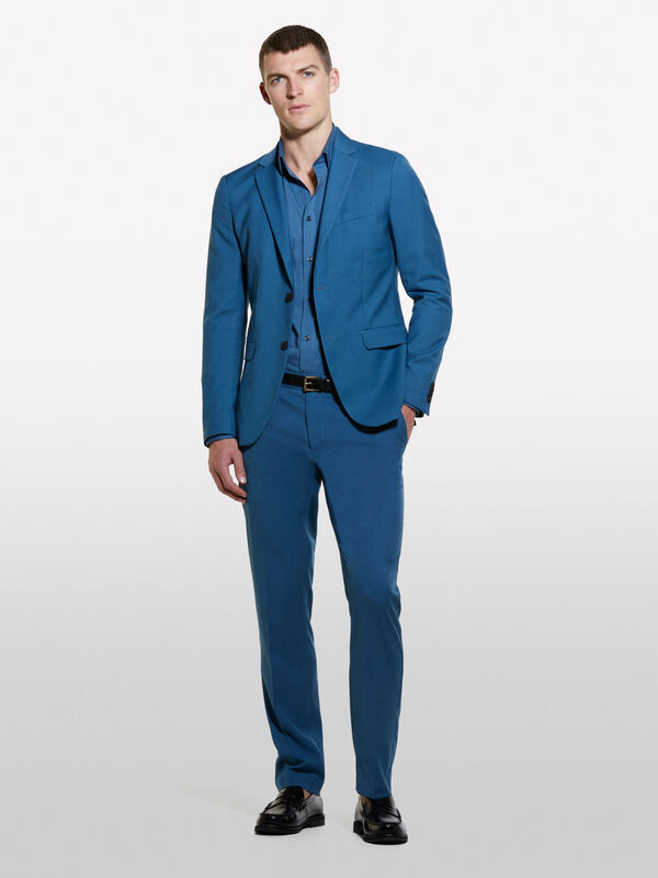 Blue slim fit formal trousers - men's slim fit trousers | Sisley