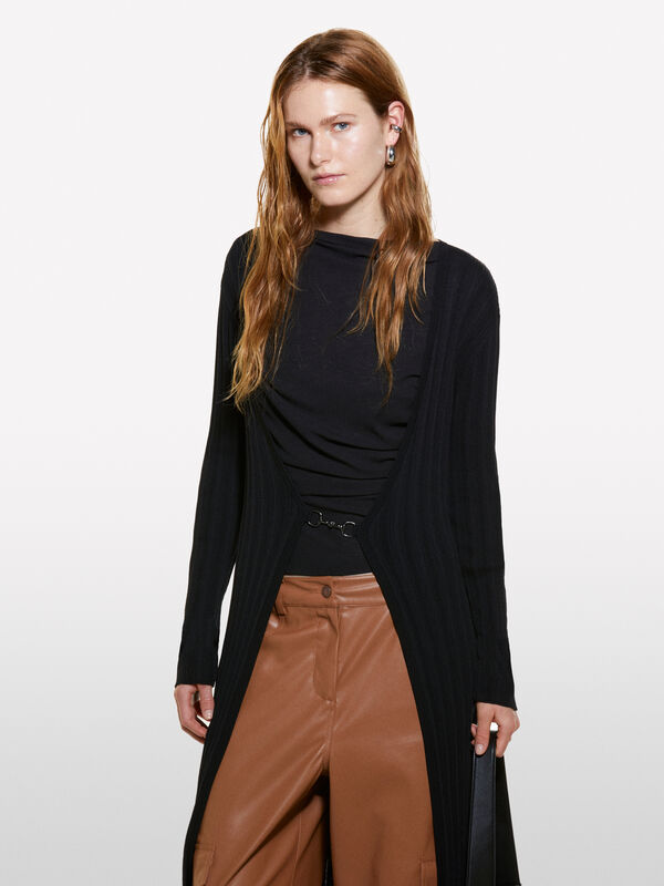 Long black cardigan - women's cardigans | Sisley