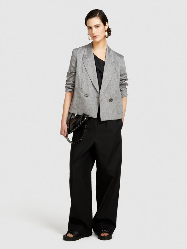 Flared trousers with drawstring Women