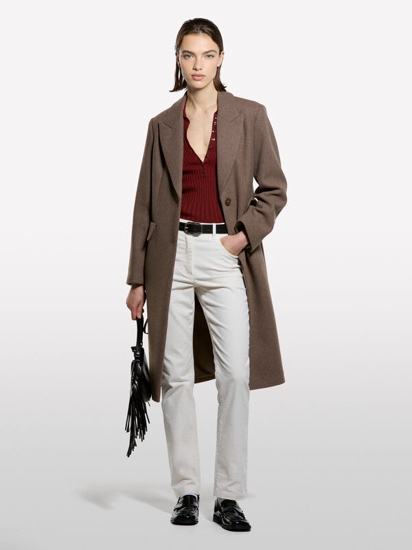 Ribbed knit polo - women's crew neck sweaters | Sisley