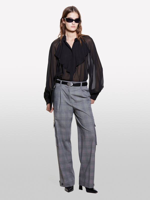 Yarn dyed cargo trousers - women's regular fit trousers | Sisley