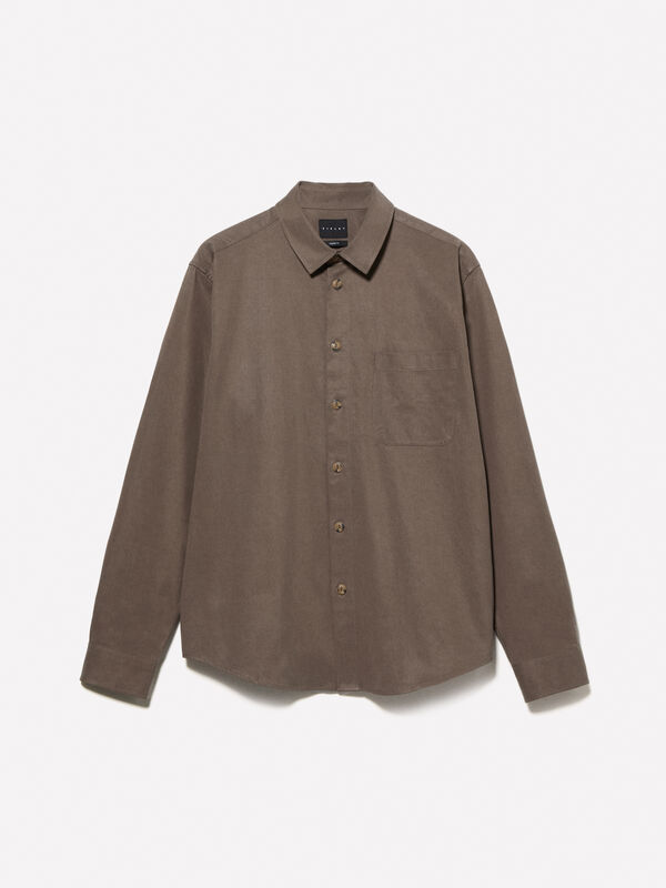 Brown shirt with pocket - men's regular fit shirts | Sisley