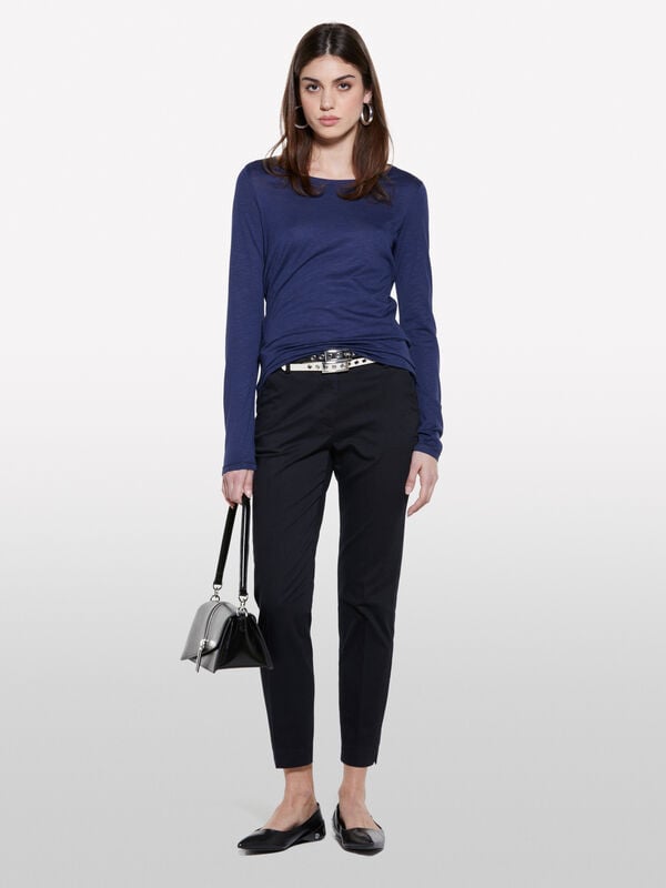 Dark blue long sleeve t-shirt - women's long sleeve t-shirts | Sisley