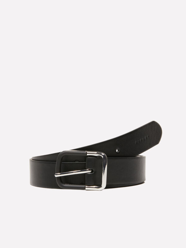 Black belt with contrasting buckle - women's belts | Sisley