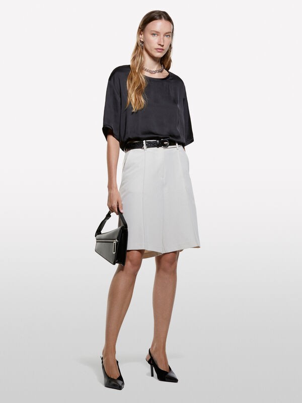 Black oversized satin blouse - women's blouses | Sisley