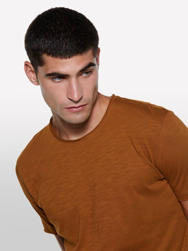 Terracotta slim fit short sleeve t-shirt - men's short sleeve t-shirts | Sisley