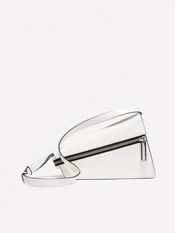 White asymmetric bag with shoulder strap  - women's shoulder and crossbody bags | Sisley