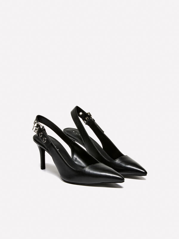 Leather pumps with buckle - women's heels | Sisley