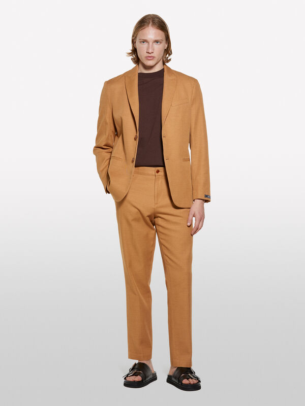 Camel slim comfort fit trousers - men's slim fit trousers | Sisley