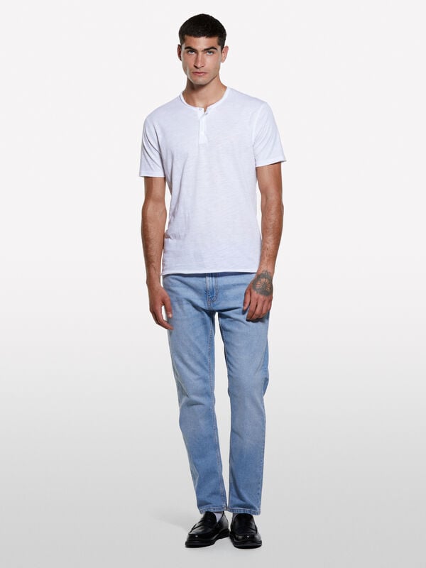 White Henley t-shirt White Henley t-shirt - men's short sleeve t-shirts | Sisley