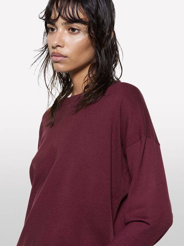 Burgundy boat neck top - women's boat neck sweaters | Sisley