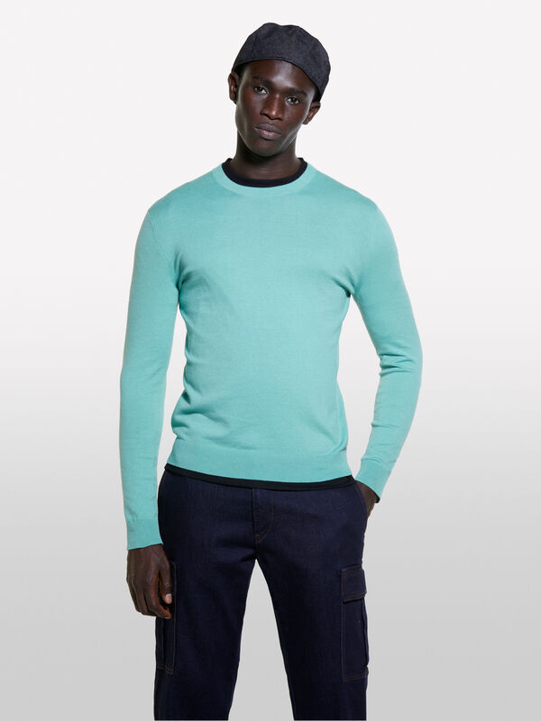 Solid light green sweater - men's crew neck sweaters | Sisley