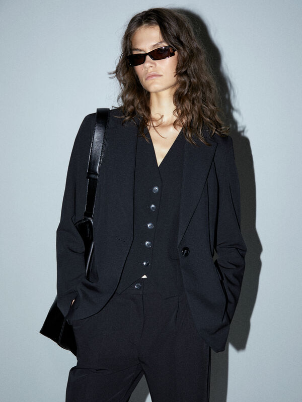 Black regular fit blazer - women's blazers | Sisley
