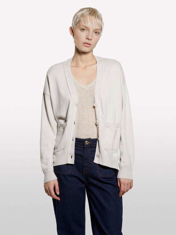 Dove gray oversize fit cardigan Dove gray oversize fit cardigan - women's cardigans | Sisley