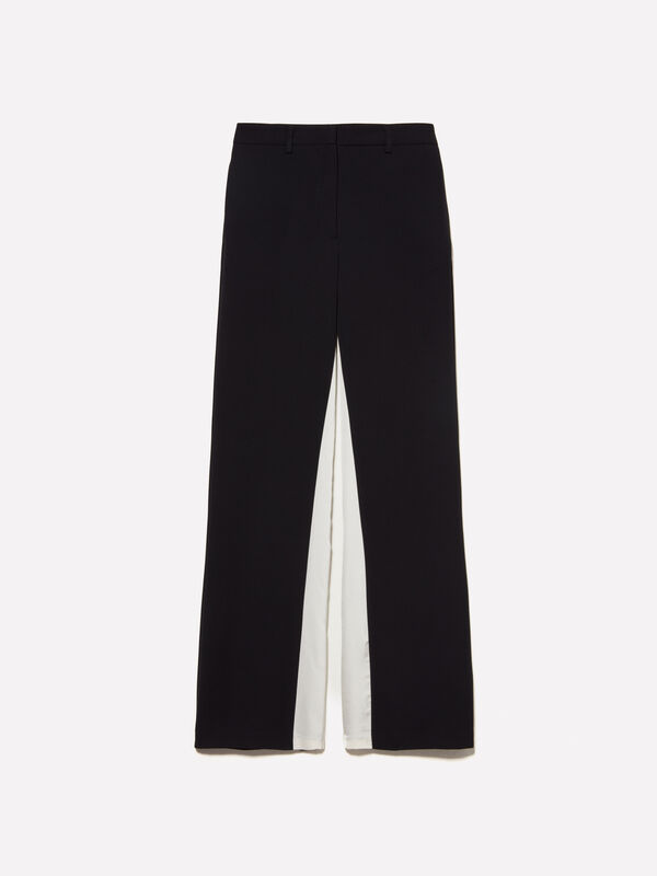 Black trousers with satin - women's flared trousers | Sisley