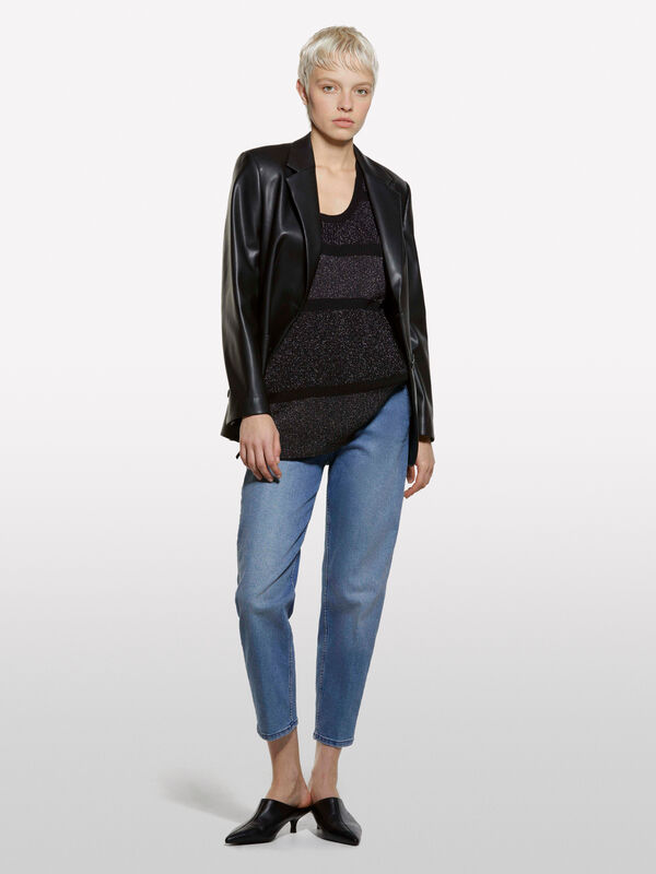 Maxi color block vest with lurex - women's v-neck sweaters | Sisley