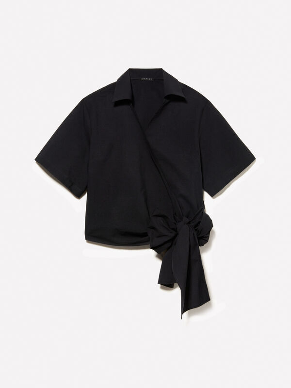 Black twisted shirt - women's shirts | Sisley