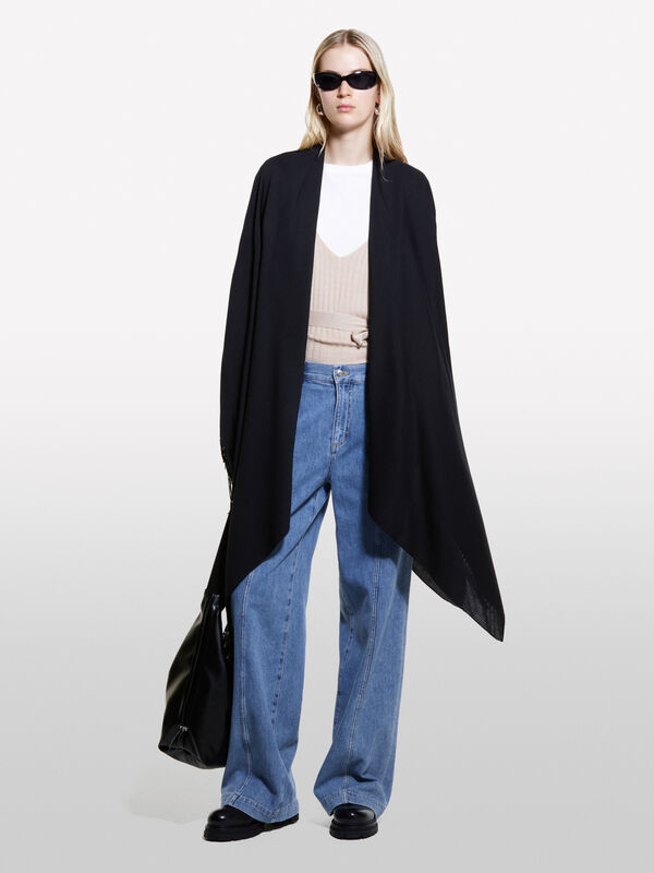 Black shawl scarf - women's cloaks, ponchos and capes | Sisley