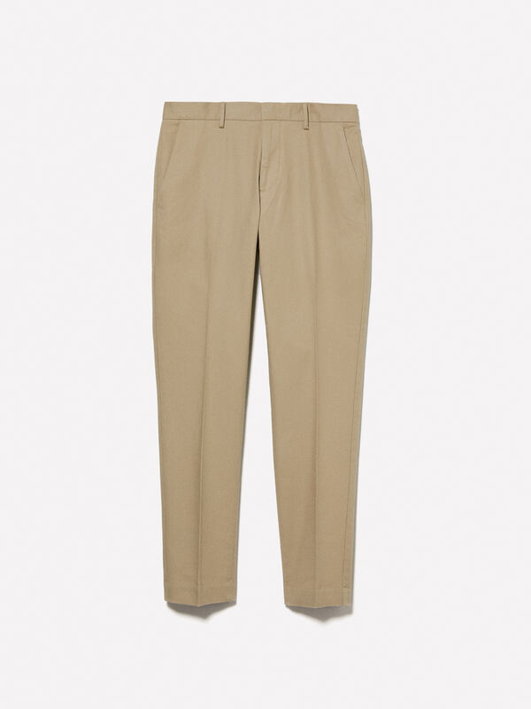 Light green textured chinos - men's slim fit trousers | Sisley