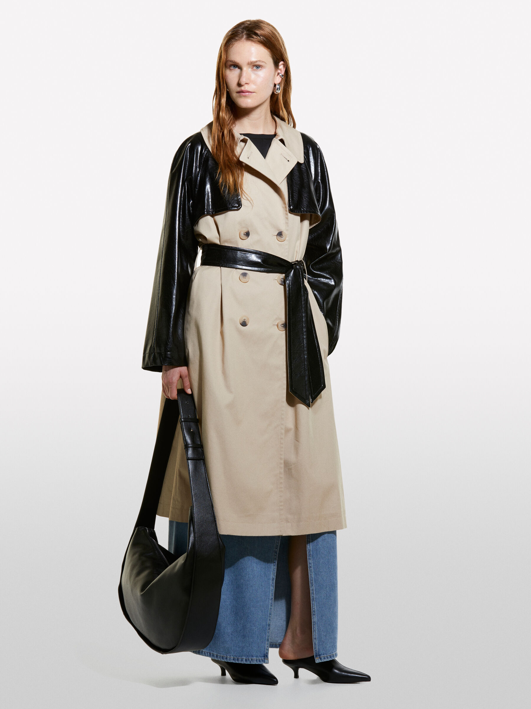Trench coat with contrast Multi color Sisley