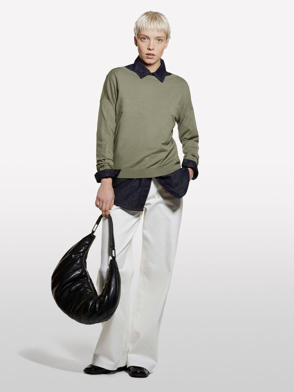 Military green boat neck top - women's boat neck sweaters | Sisley