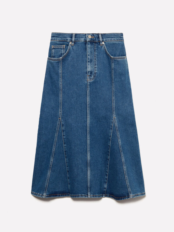 Blue flared jean skirt - women's midi skirts | Sisley