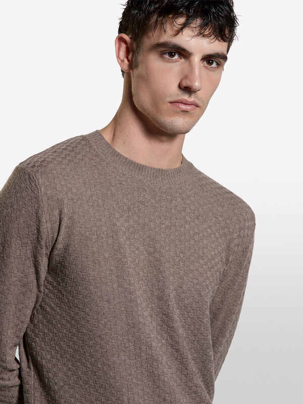 Brown crew neck sweater - men's crew neck sweaters | Sisley