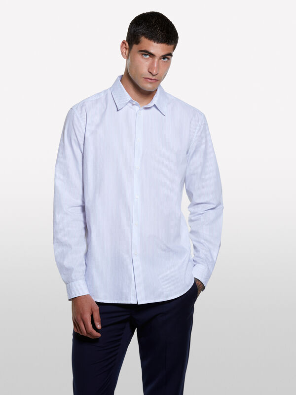 White yarn dyed shirt  - men's regular fit shirts | Sisley