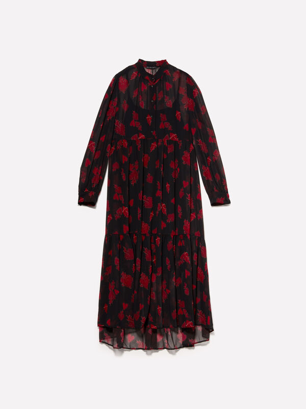 Chiffon shirt dress with hearts - women's midi dresses | Sisley