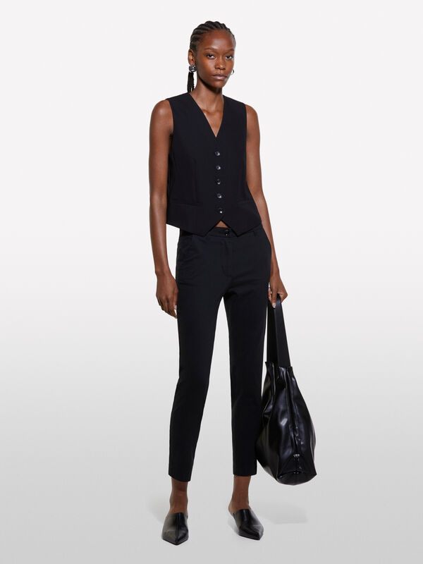 Black slim fit chinos - women's slim fit trousers | Sisley