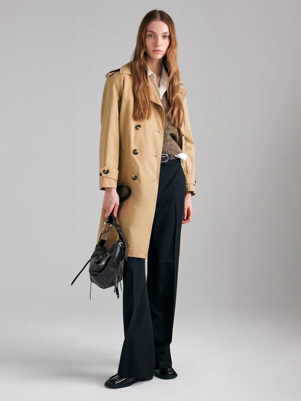 Double-breasted midi trench coat - women's trench coats & rain coats | Sisley