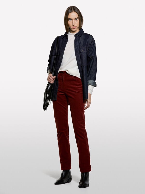 Trousers in colorful corduroy - women's regular fit trousers | Sisley