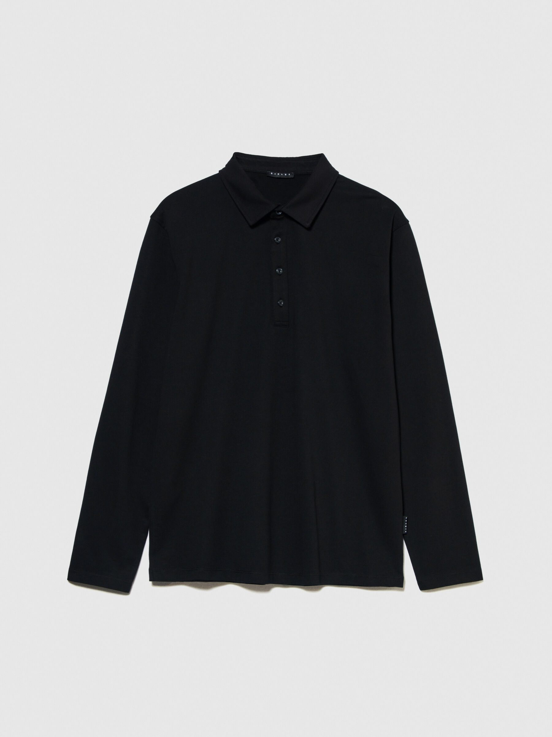 Black long sleeve polo top hot sale