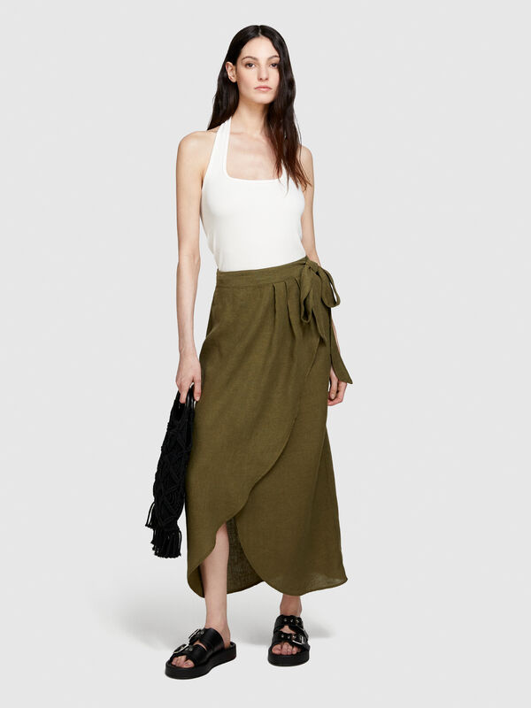 Pareo skirt in 100% linen - women's midi skirts | Sisley