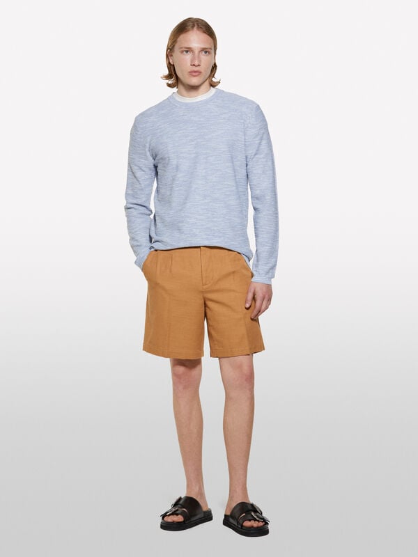 Light blue melange top - men's crew neck sweaters | Sisley