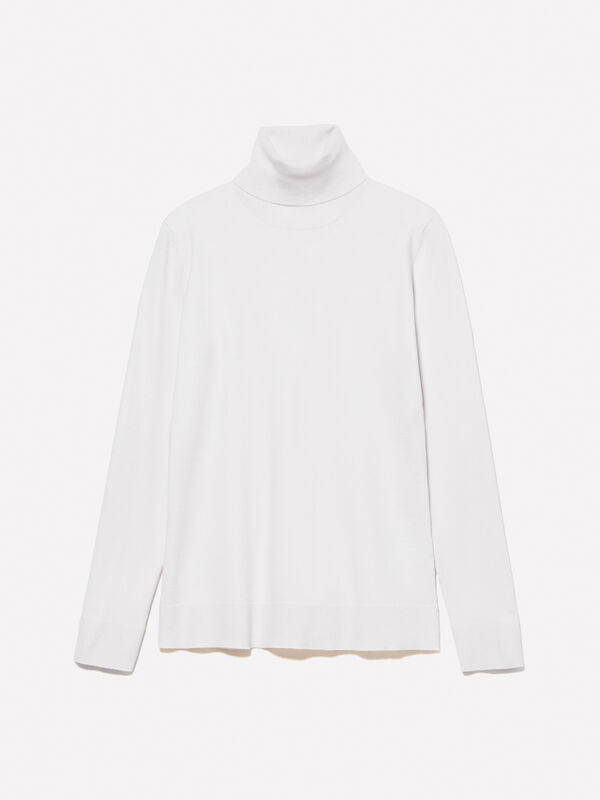 Cream white turtleneck sweater - women's high neck sweaters | Sisley