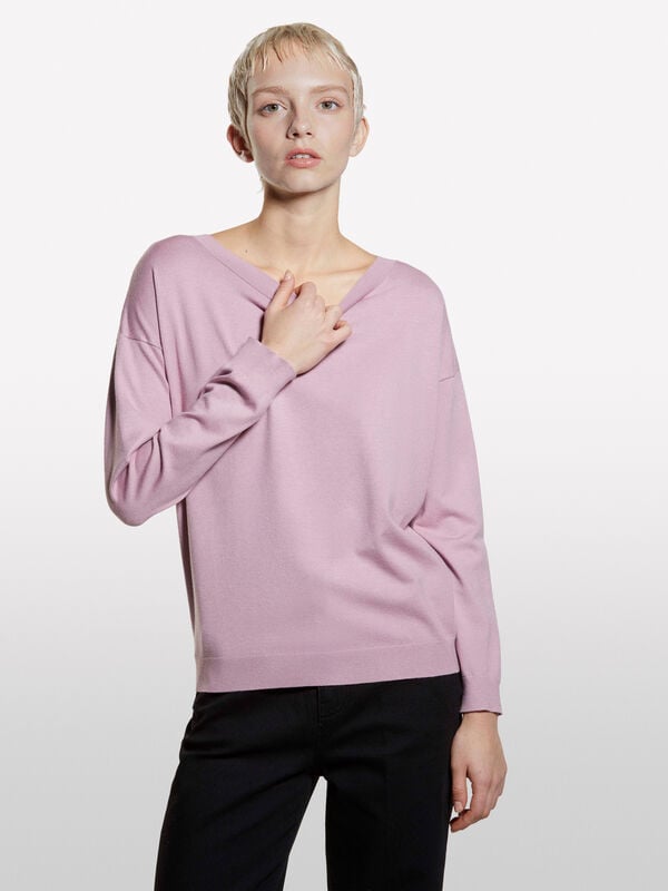 Mauve boat neck top - women's boat neck sweaters | Sisley