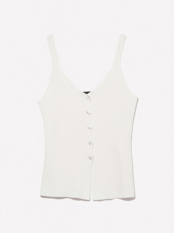 Cream white top with buttons - women's tops | Sisley