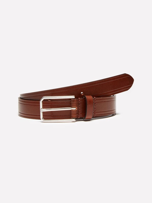 Brown 100% leather belt - men's belts | Sisley