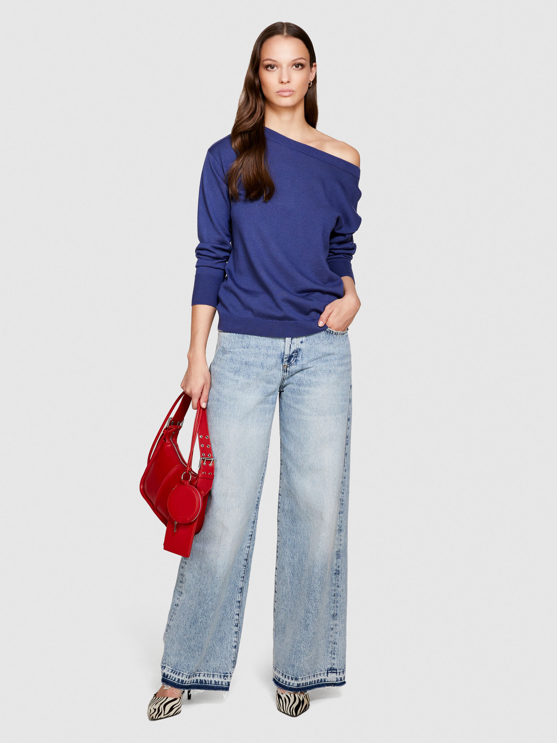 Off the shoulder sales boat neck sweater