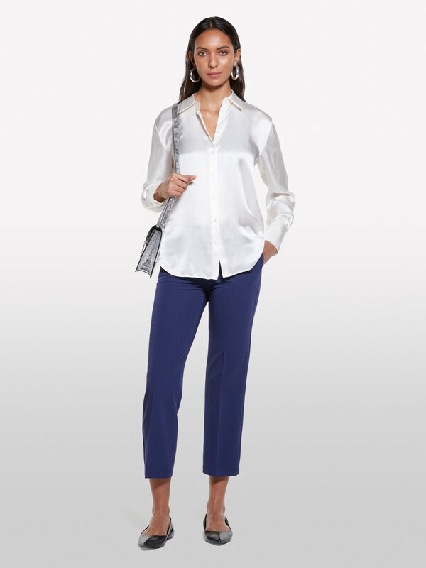 Cream white silk shirt - women's shirts | Sisley