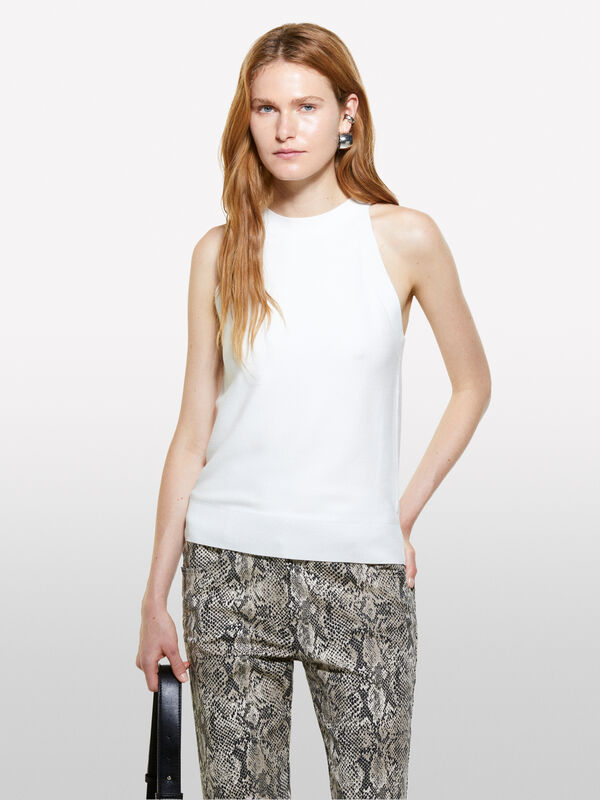 Cream white knit top - women's tops | Sisley