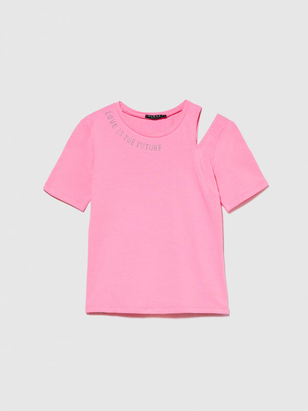 T-shirt with cut out - girls' short sleeve t-shirts | Sisley Young