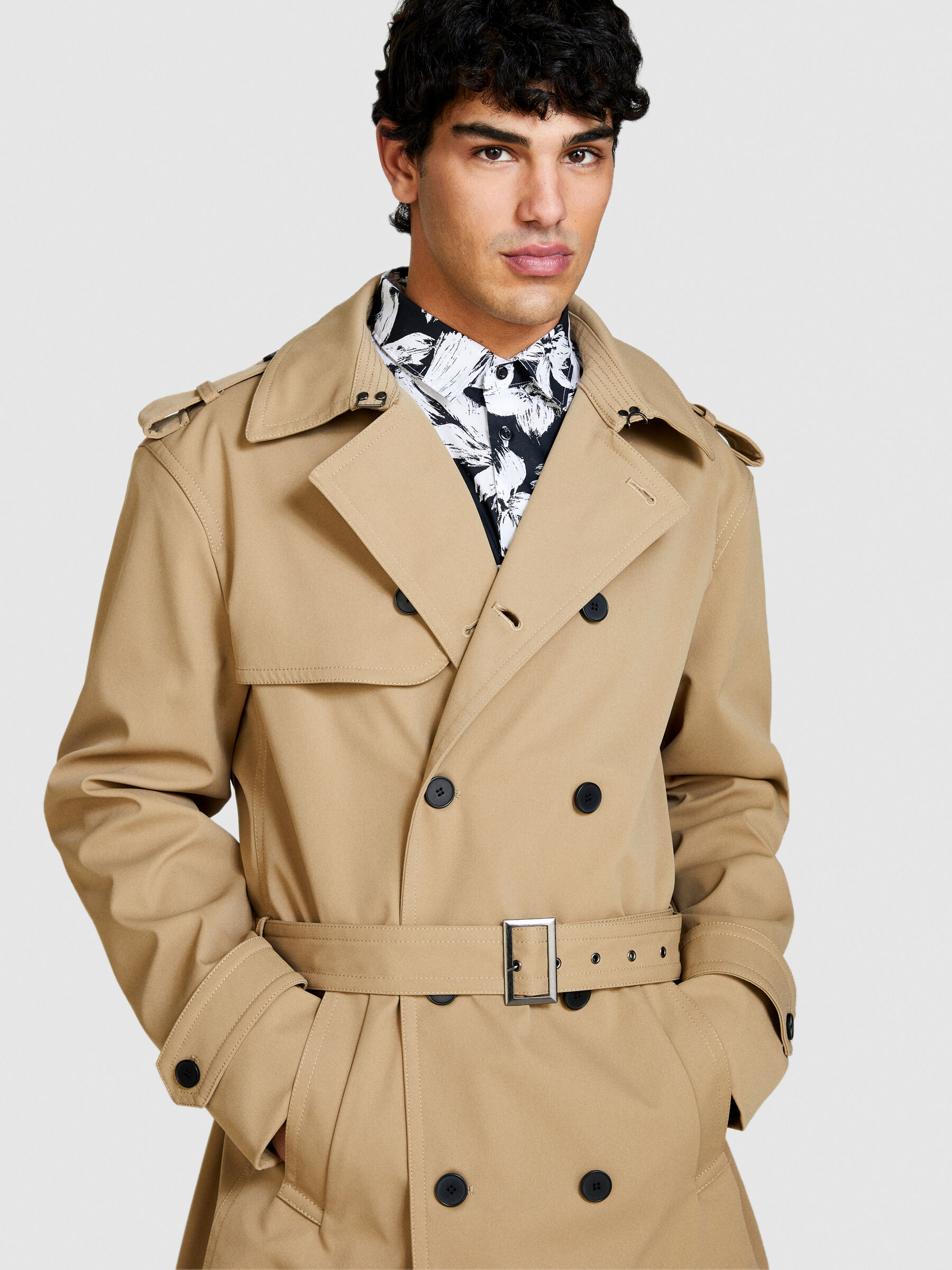 Coat with belt men shop