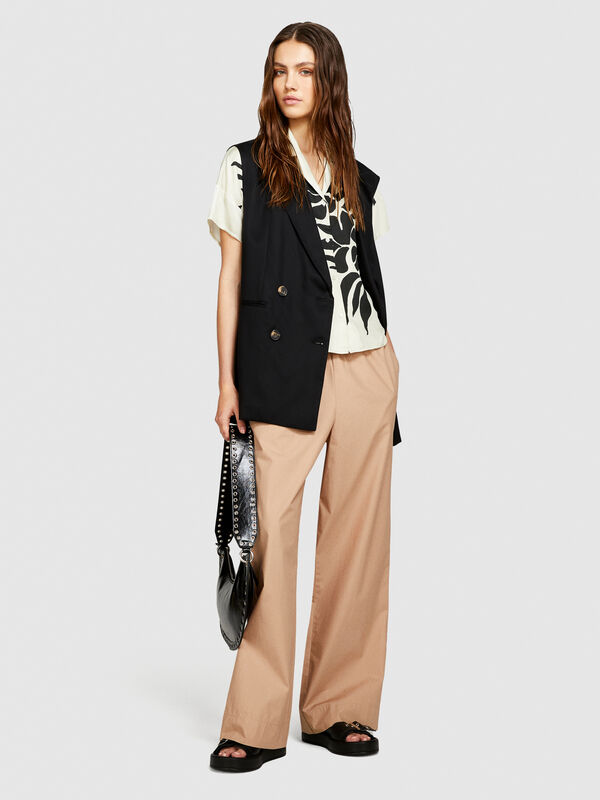 Flared trousers with drawstring - women's flared trousers | Sisley