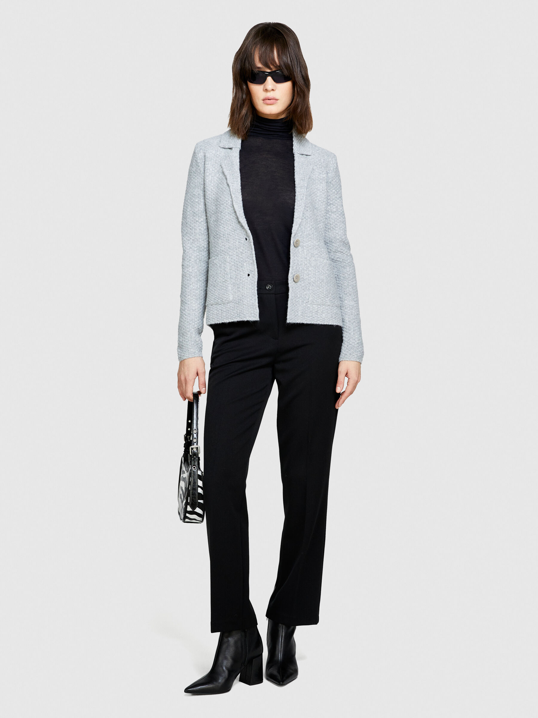 Grey knit cheap blazer womens